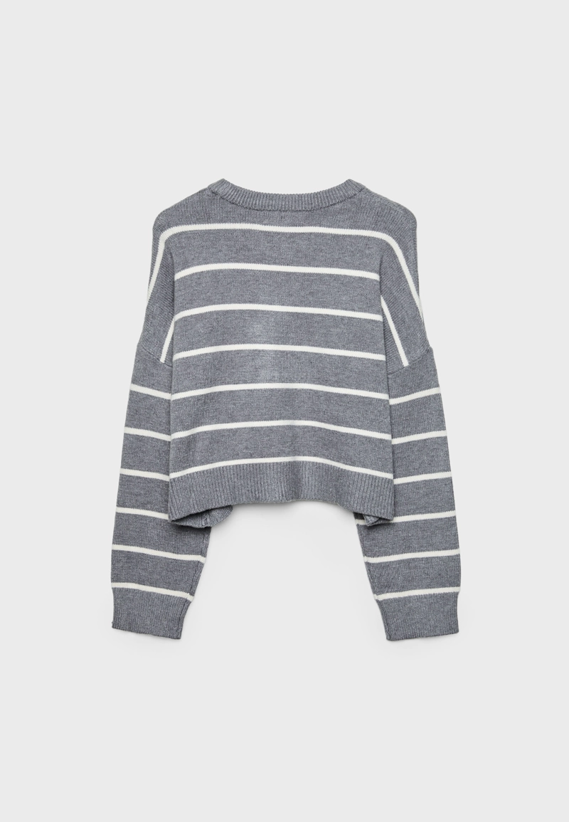 Укороченный полосатый трикотажный свитер