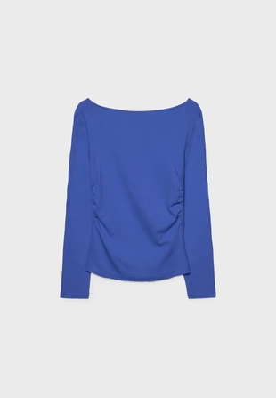 Футболка с длинными рукавами и сборками- Заказать в России