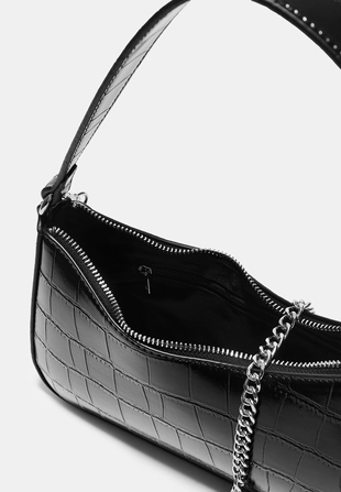 Сумка на плечо с цепочкой и тиснением под крокодиловую кожу- Заказать в России