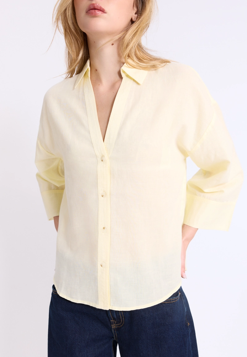Рубашка с рукавом в стиле кимоно, эффект льна