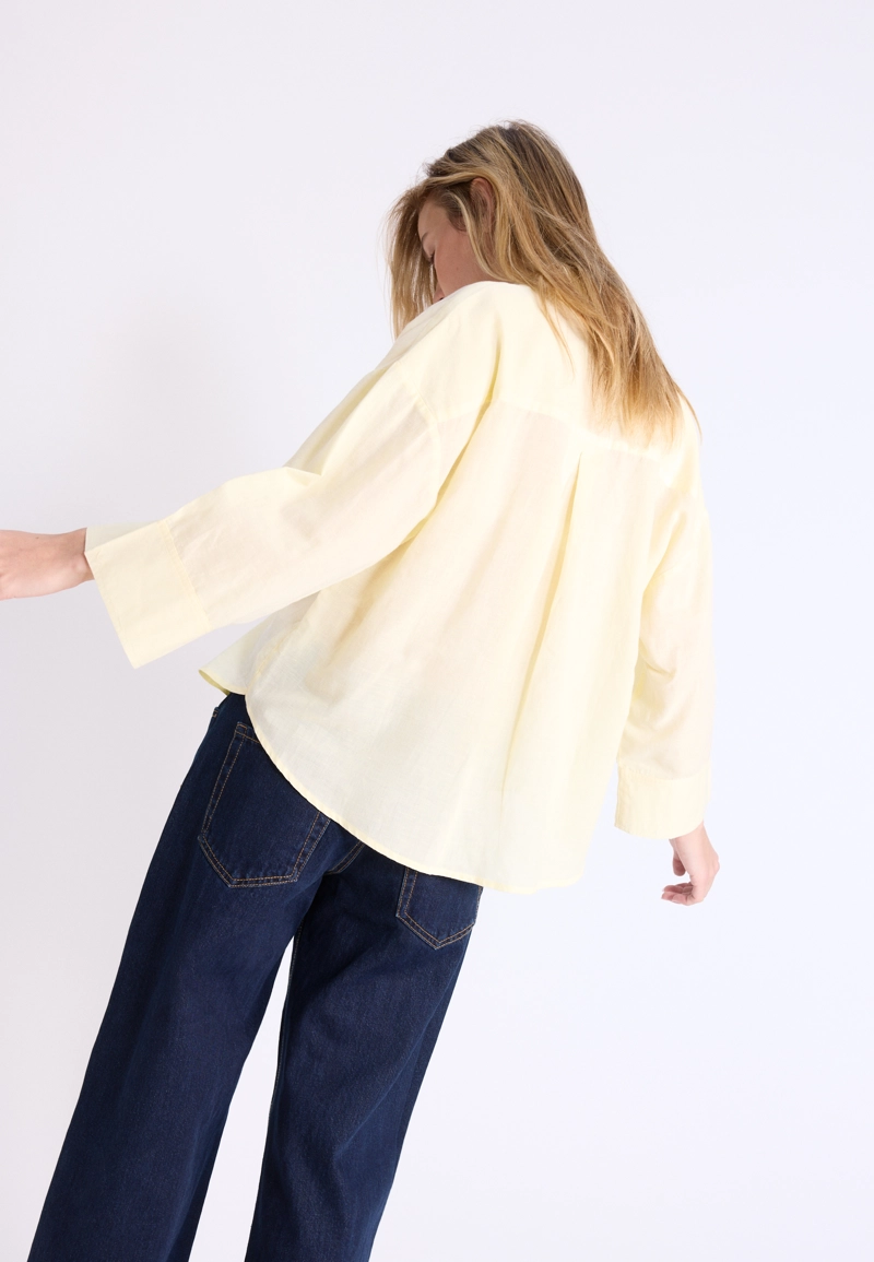 Рубашка с рукавом в стиле кимоно, эффект льна