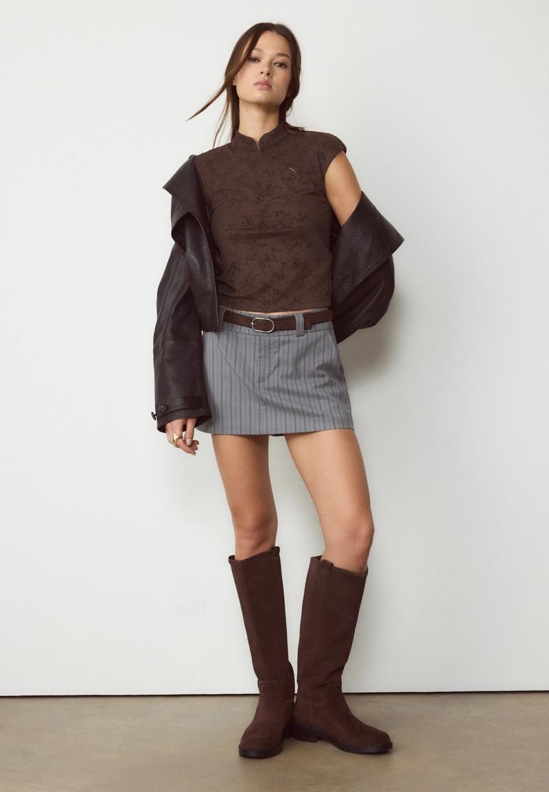 Флокированная футболка в стиле ципао