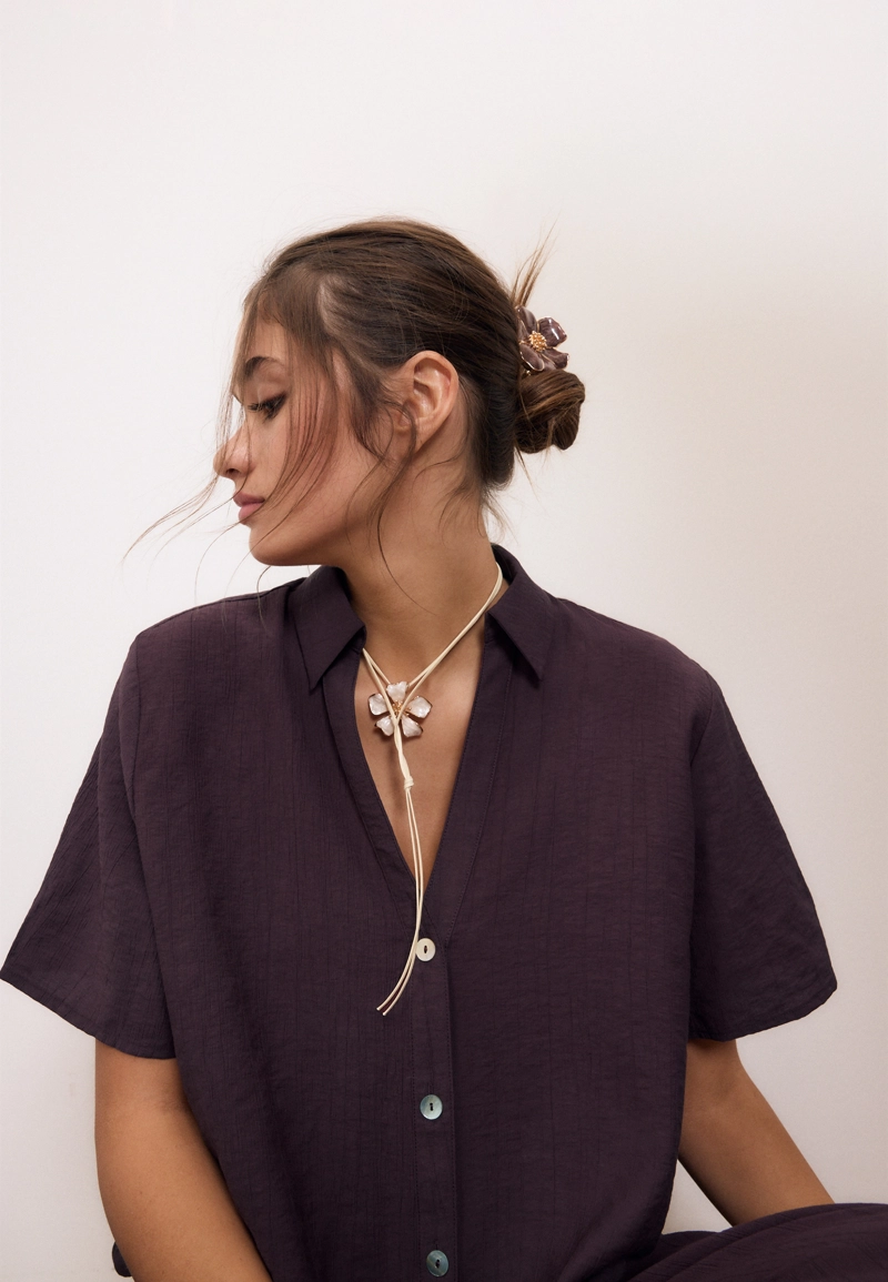 Рубашка свободного кроя на пуговицах