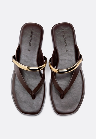 Сандалии-вьетнамки с металлическими деталями- Заказать в России