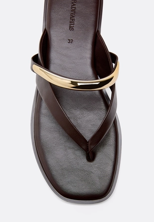 Сандалии-вьетнамки с металлическими деталями- Заказать в России