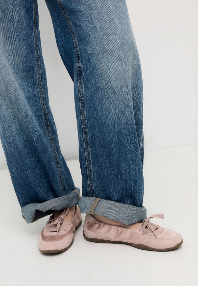 Спортивные балетки с кожаными деталями