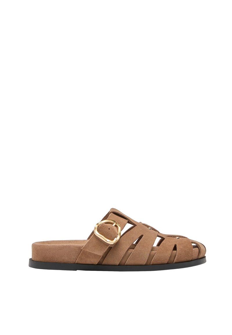 Кожаные сандалии с ремешками и пряжкой без задника