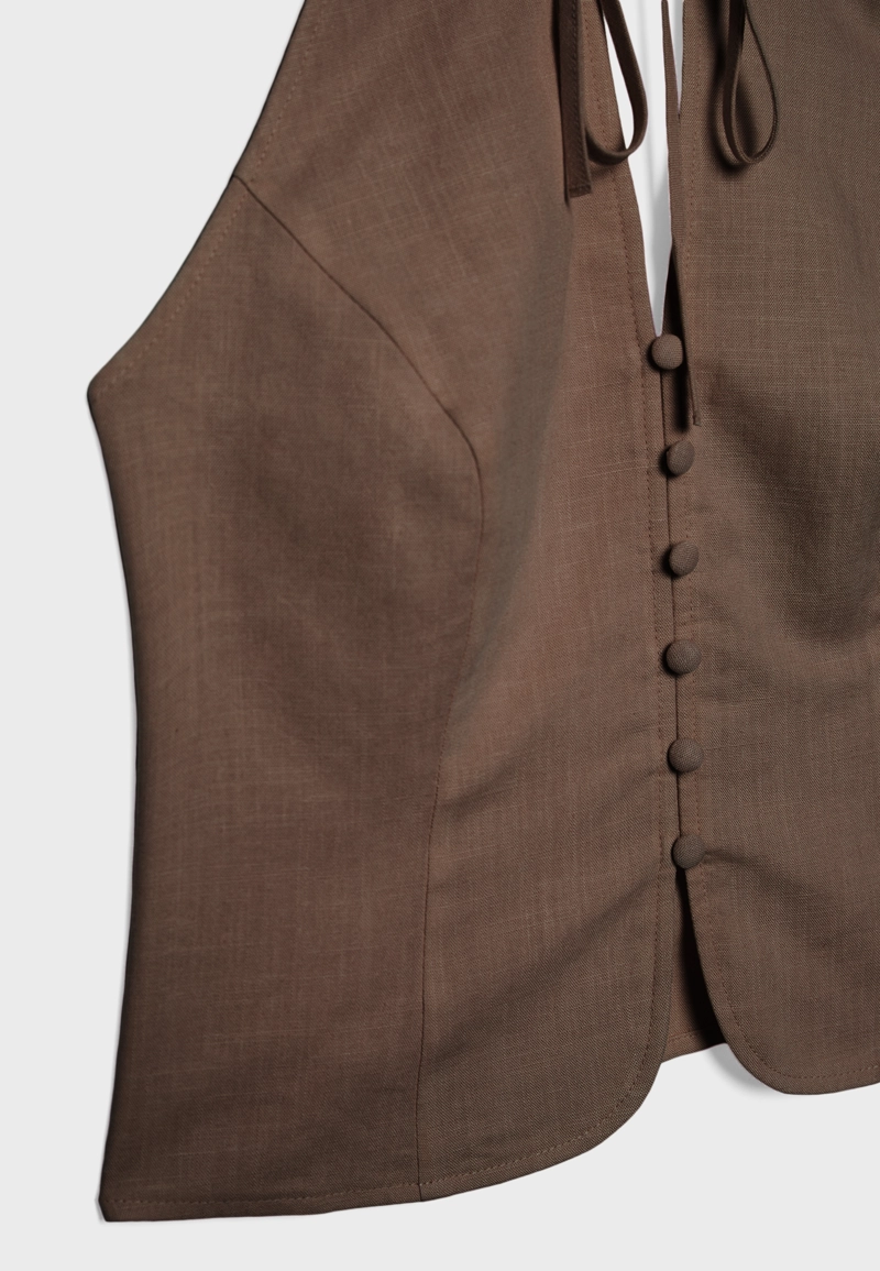 Топ ципао с горловиной халтер и пуговицами