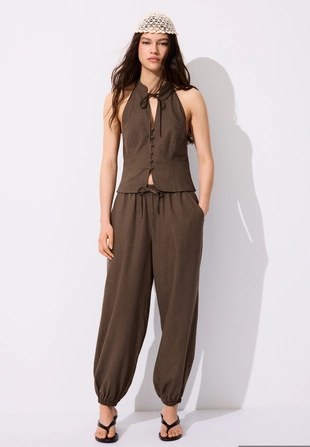 Топ ципао с горловиной халтер и пуговицами- Заказать в России