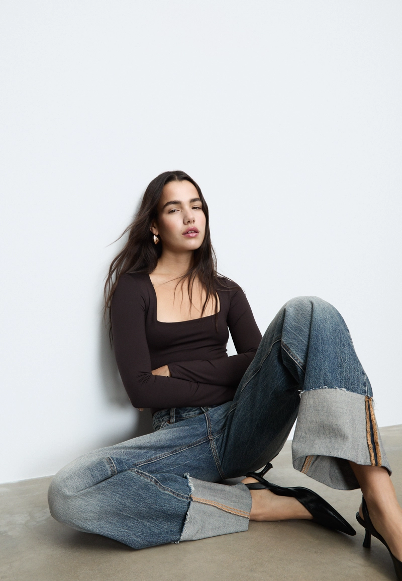 Боди из полиамида с квадратным вырезом