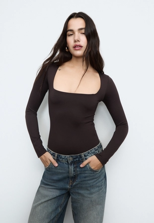 Боди из полиамида с квадратным вырезом- Заказать в России