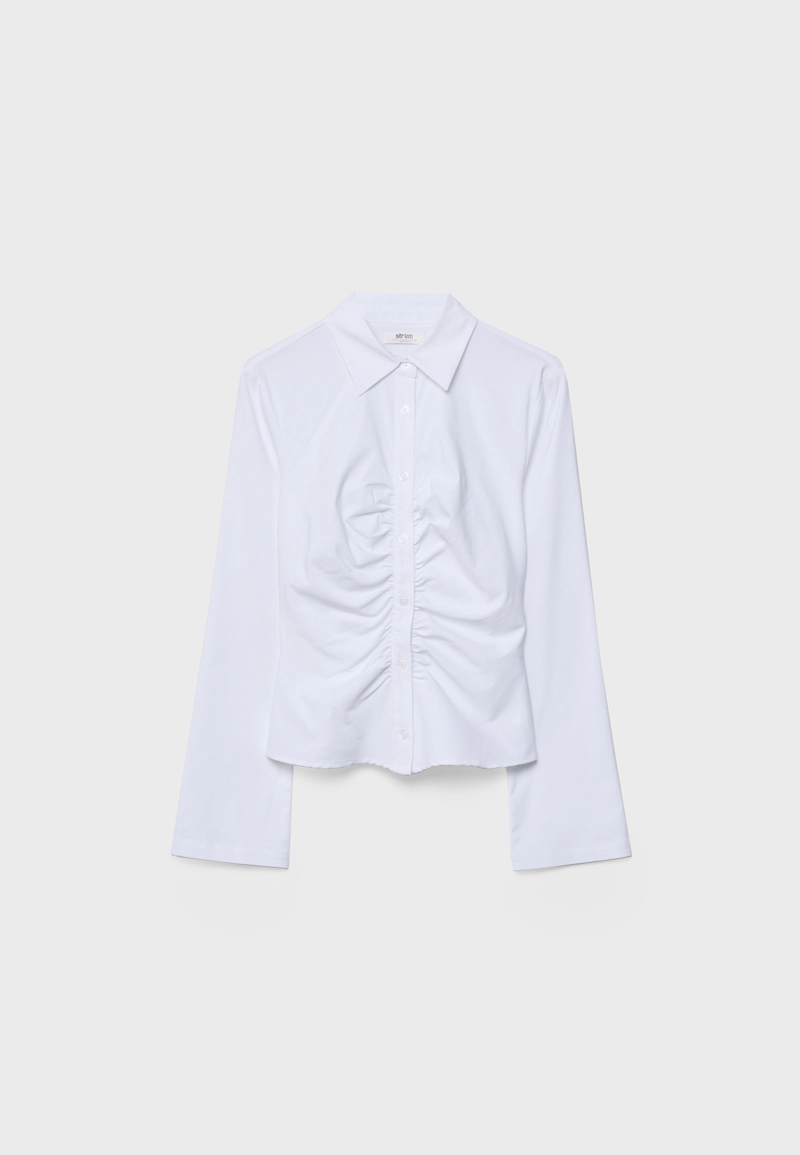 Однотонная рубашка со сборками