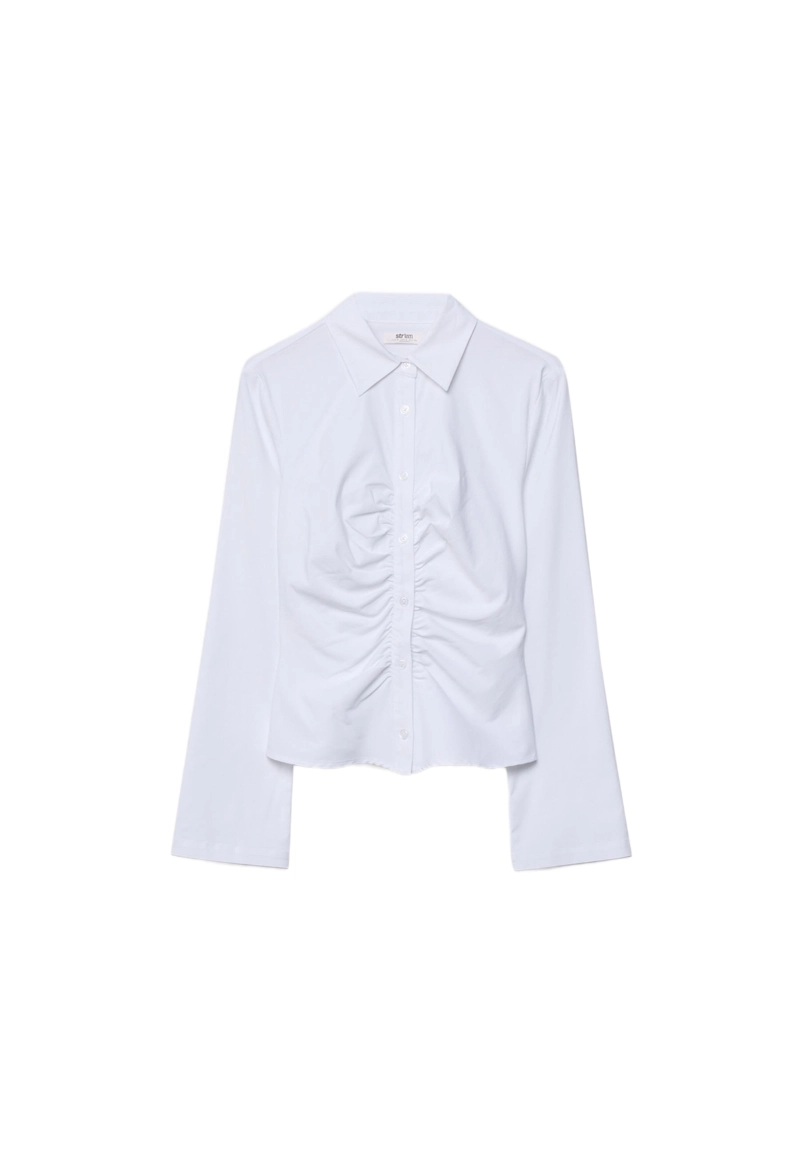 Однотонная рубашка со сборками