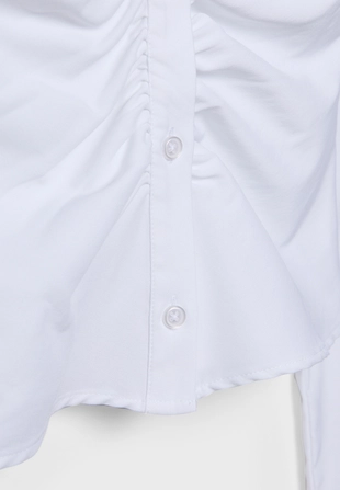 Однотонная рубашка со сборками- Заказать в России