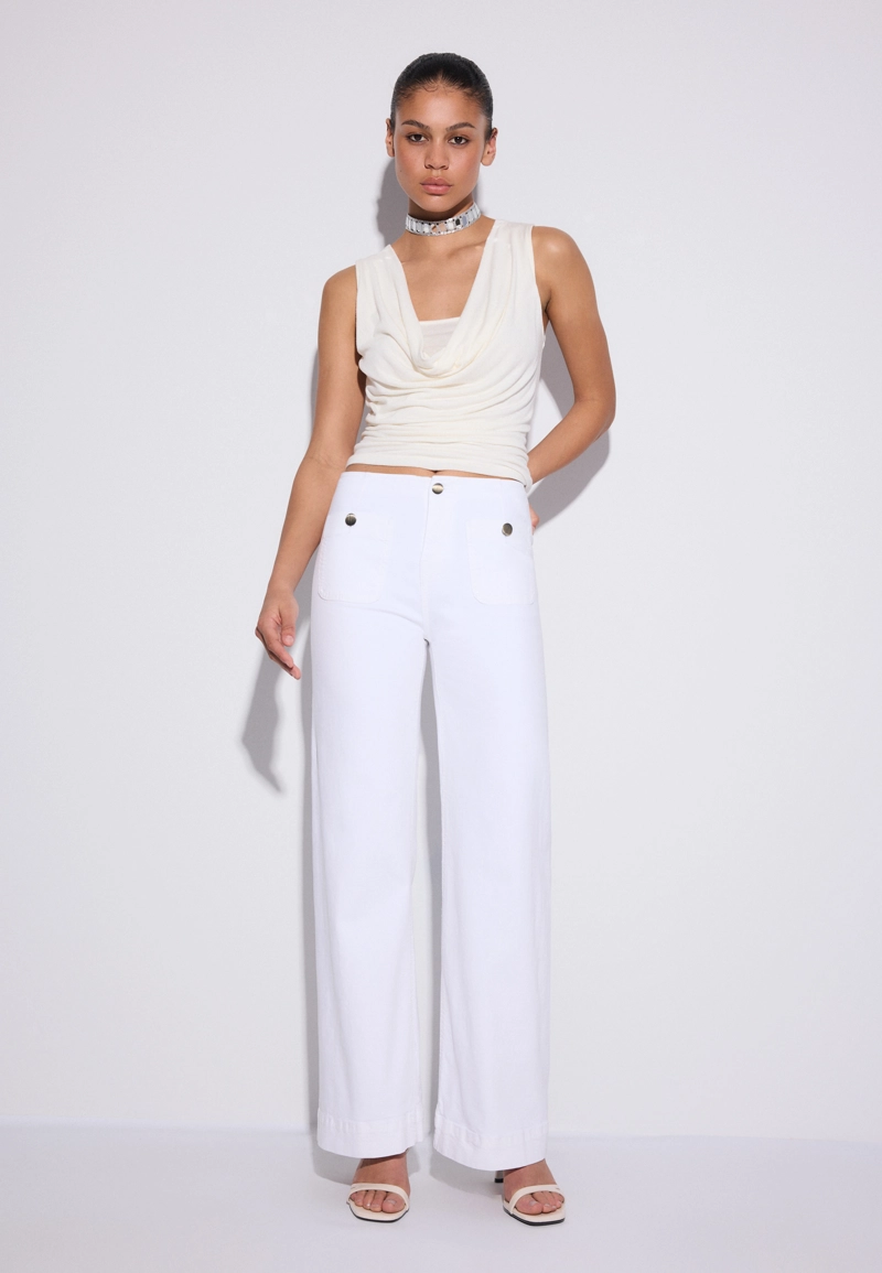 D77 Брюки в минималистичном стиле с карманами