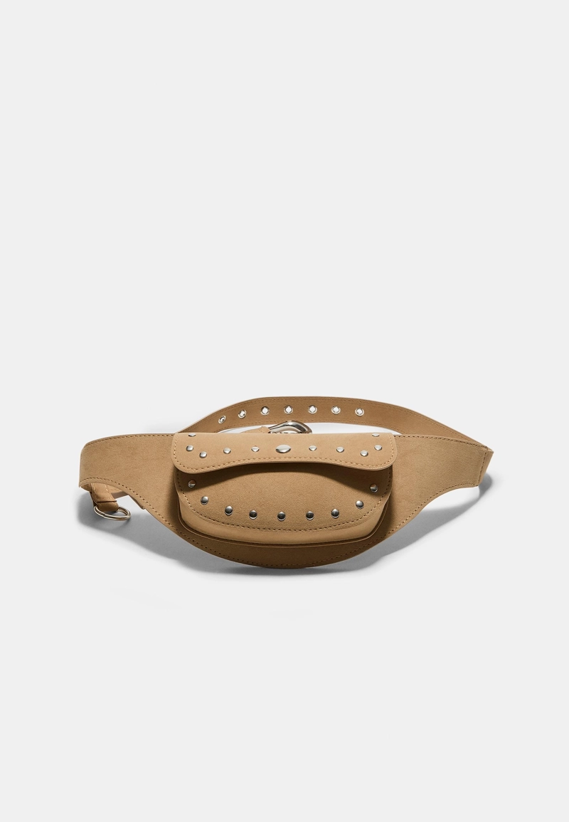 Ремень-поясная сумка из искусственной замши с заклепками