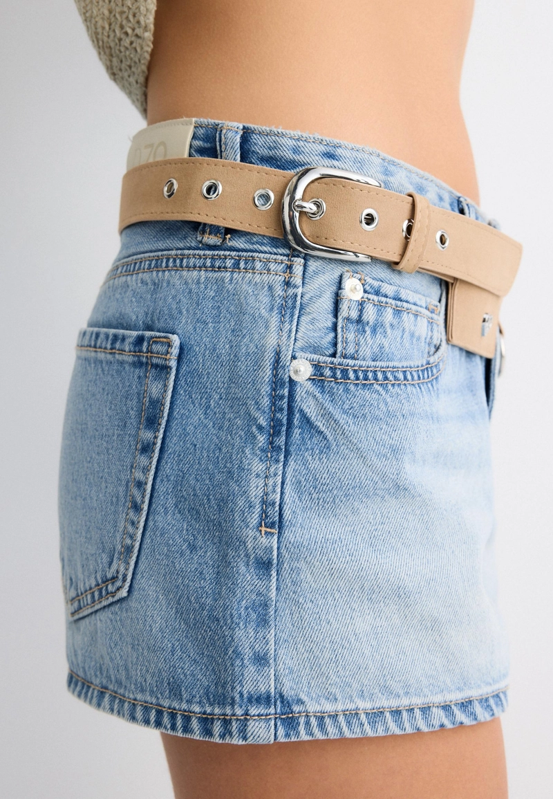 Ремень-поясная сумка из искусственной замши с заклепками