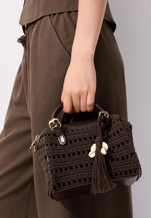 Круглая сумка-тоут крючком- Заказать в России