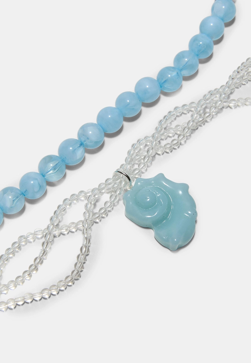 Набор из 2 ожерелий с бусинами и ракушками