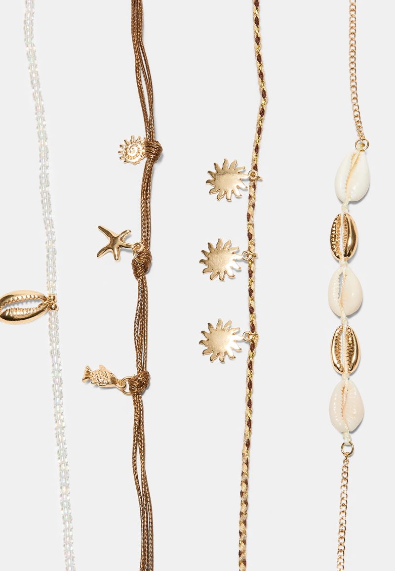 Набор из 4 браслетов на ногу с подвесками