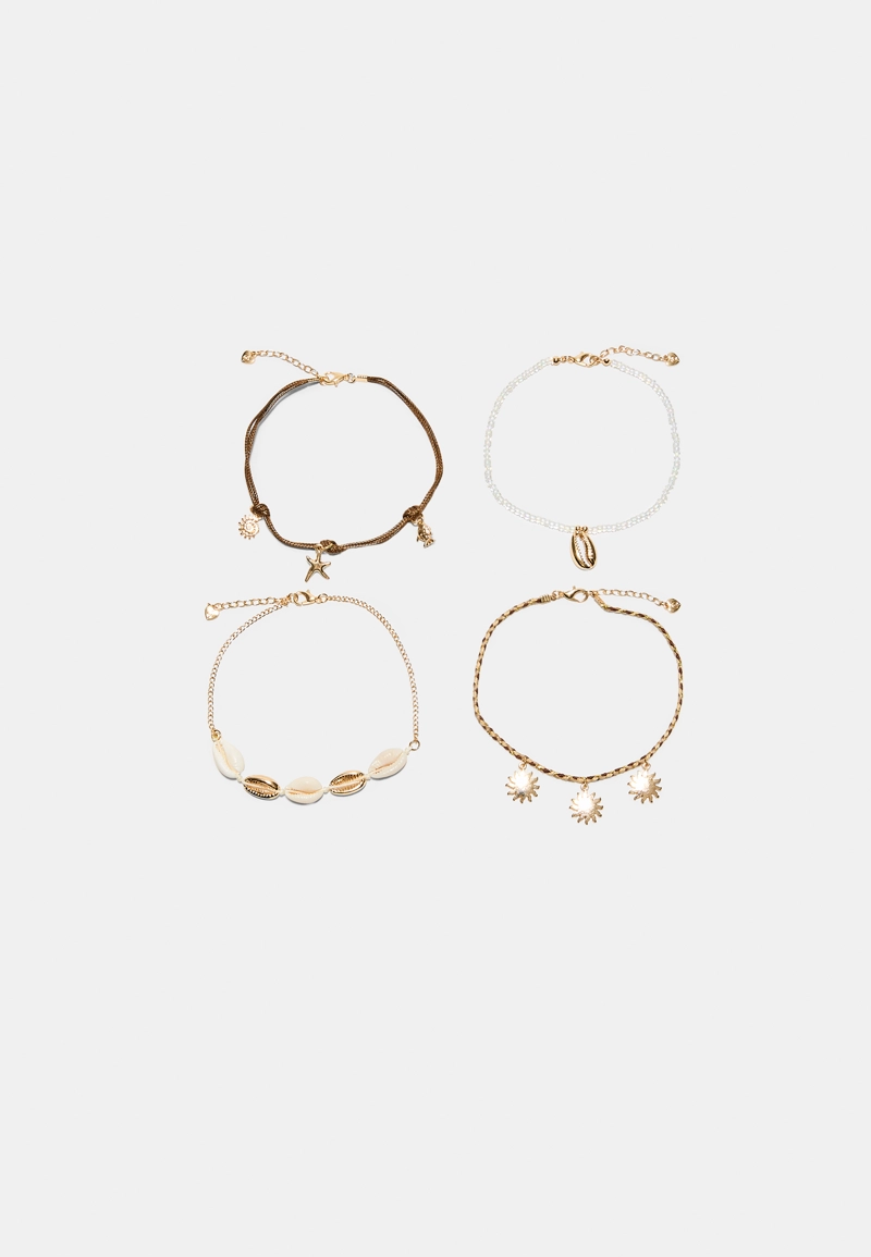 Набор из 4 браслетов на ногу с подвесками