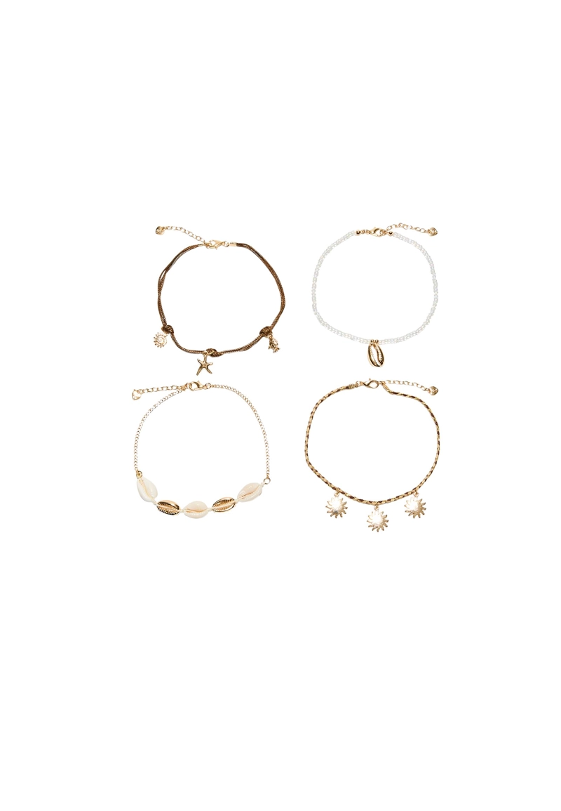 Набор из 4 браслетов на ногу с подвесками