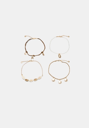 Набор из 4 браслетов на ногу с подвесками- Заказать в России