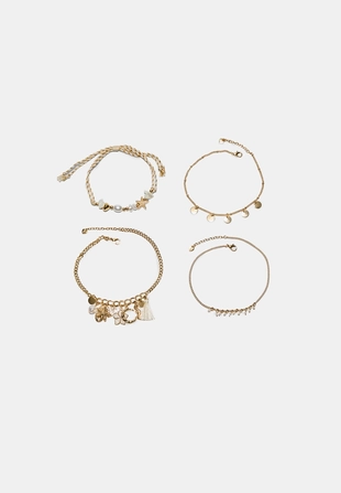 Набор из 4 браслетов на ногу с подвесками- Заказать в России