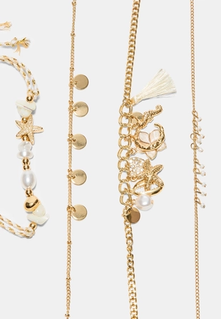 Набор из 4 браслетов на ногу с подвесками- Заказать в России