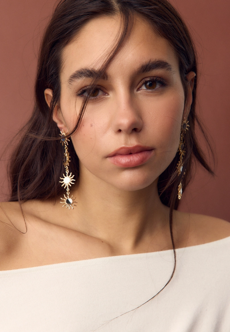 Длинные серьги-солнце с зеркальным эффектом