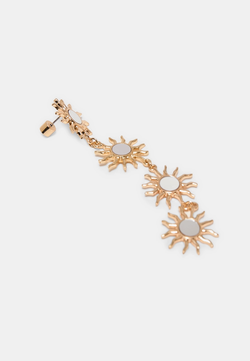 Длинные серьги-солнце с зеркальным эффектом