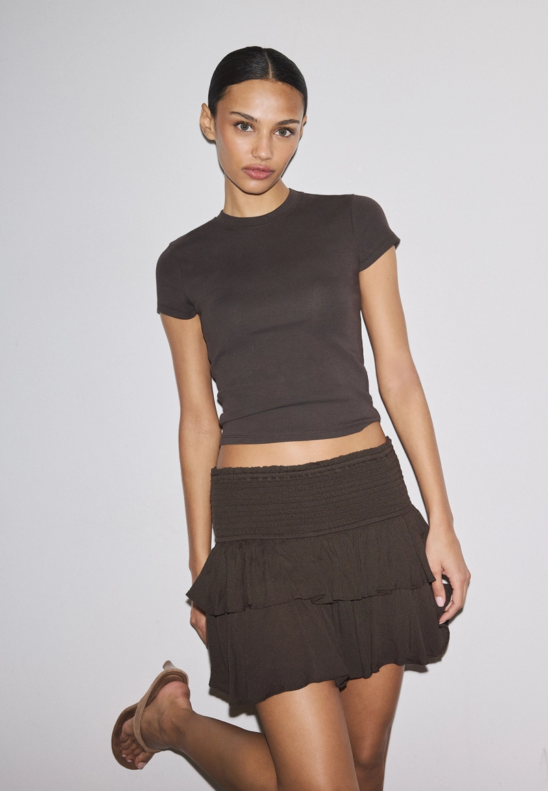 Мини-юбка-шорты с воланами