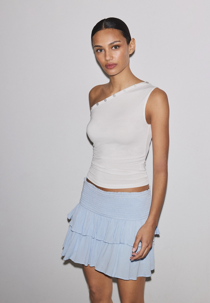 Мини-юбка-шорты с воланами