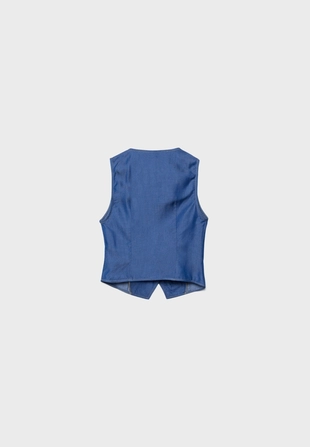 Джинсовый топ без рукавов с пуговицами- Заказать в России