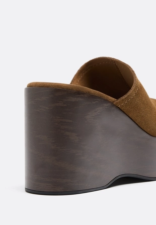 Open leather platform wedges- Заказать в России