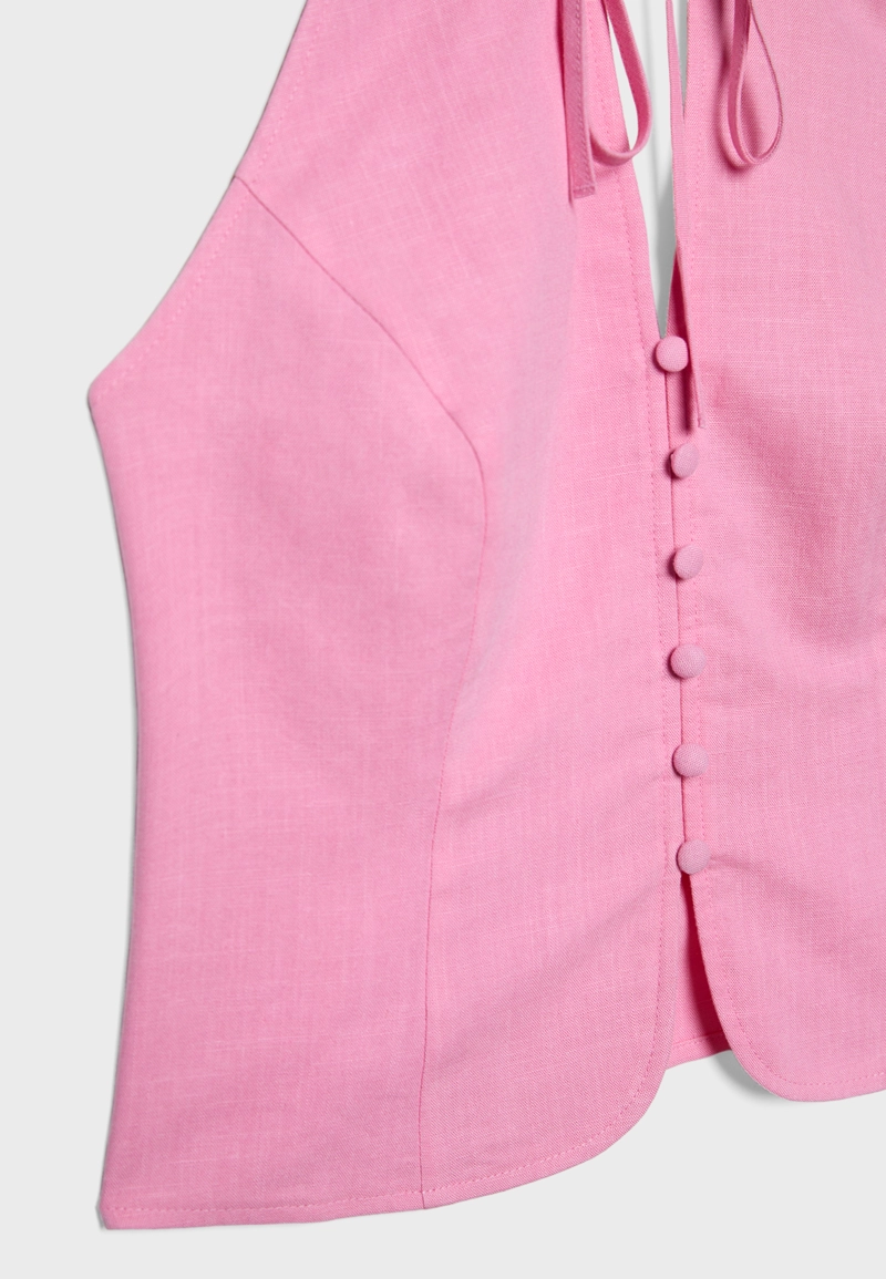 Топ ципао с горловиной халтер и пуговицами