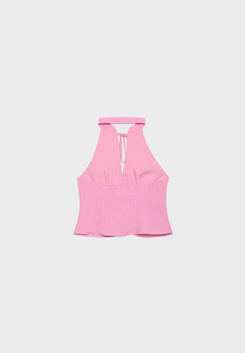 Топ ципао с горловиной халтер и пуговицами