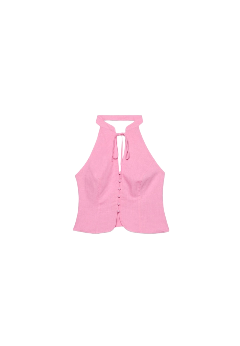 Топ ципао с горловиной халтер и пуговицами