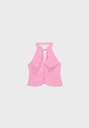 Топ ципао с горловиной халтер и пуговицами- Заказать в России