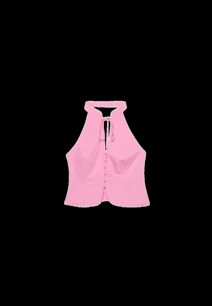 Топ ципао с горловиной халтер и пуговицами- Заказать в России