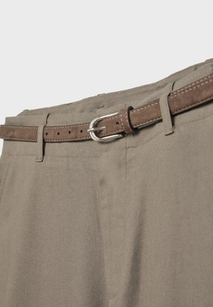 Прямые брюки под лен с ремнем- Заказать в России