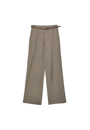 Прямые брюки под лен с ремнем- Заказать в России