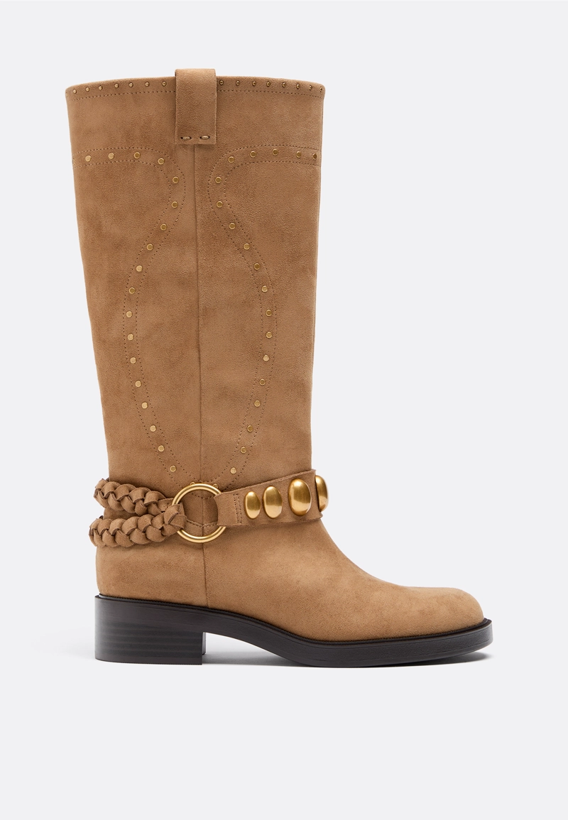 Байкерские ботинки из искусственной кожи на плоской подошве