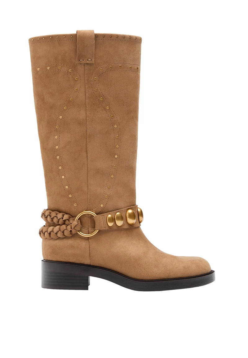 Байкерские ботинки из искусственной кожи на плоской подошве