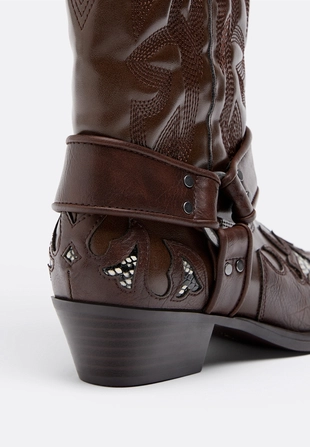 Ковбойские сапоги с анималистическим принтом- Заказать в России