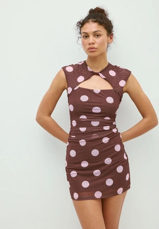 Короткое платье-ципао с узлом- Заказать в России