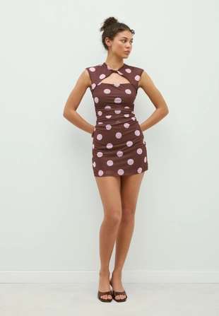 Короткое платье-ципао с узлом- Заказать в России