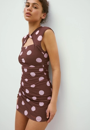 Короткое платье-ципао с узлом- Заказать в России