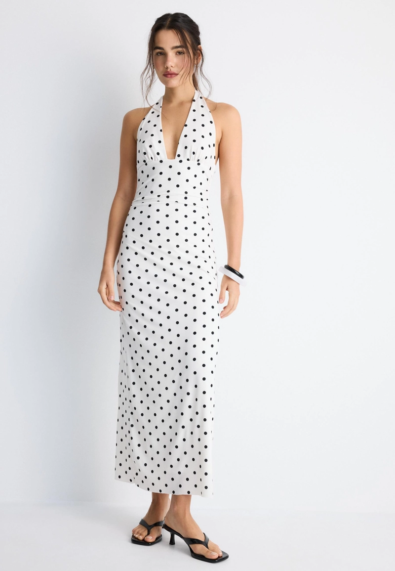 Платье миди халтер с открытой спиной