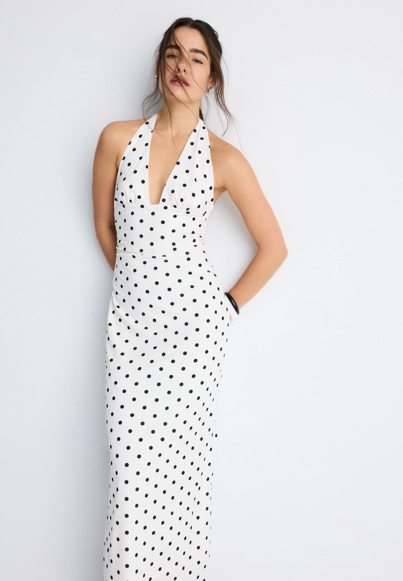 Платье миди халтер с открытой спиной